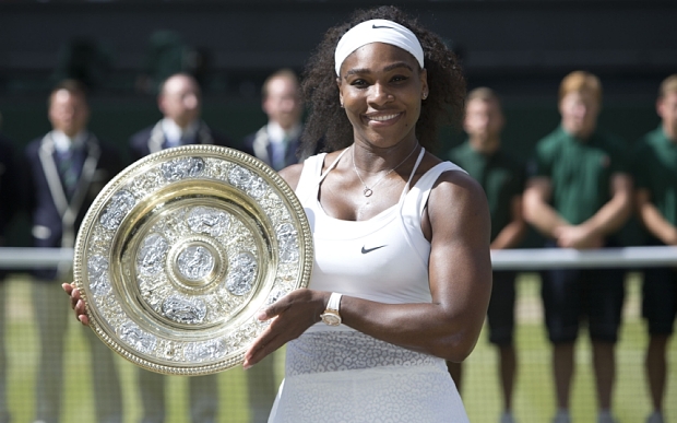 Mcc0062239 . Sunday Telegraph ST News Serena Williams won the Ladies Final at Wimbledon 2015 . Serena Williams vs Garbine Muguruza Wimbledon on Day 12 of England's premier Tennis tournament at Wimbledon . London 11 July 2015